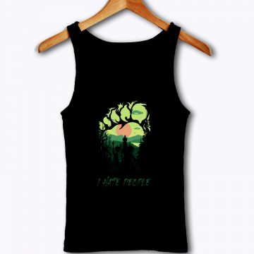 I Hate People Funny Bigfoot Alien Middle Finger Tank Top