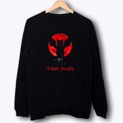 Skull Black Cat I Hate People Cat Lover Sweatshirt