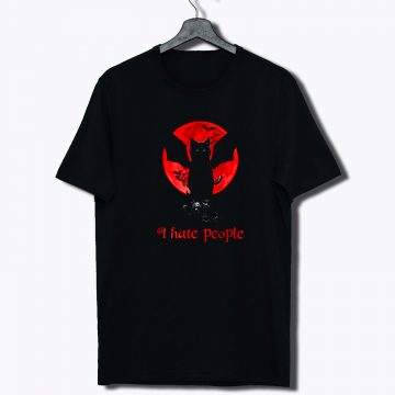 Skull Black Cat I Hate People Cat Lover T Shirt