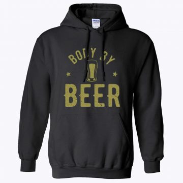 Body By Beer Joke Logo Distressed Hoodie
