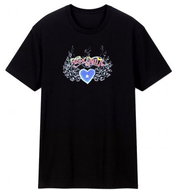 Aerosmith Blue Heart Black T Shirt