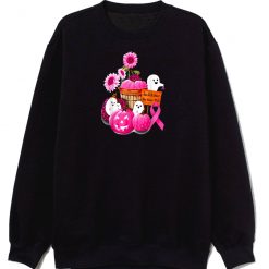 In October We Wear Pink Pumpkin Ghost And Flower Sweatshirt