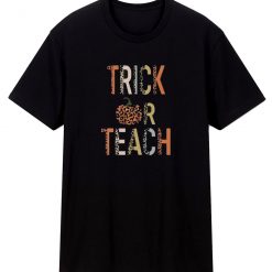 Teacher Life Trick Or Teach Cheetah Leopard Halloween Pumpkin T Shirt