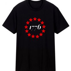 Black Patriotic 1776 With Betsy Ross Flag T Shirt