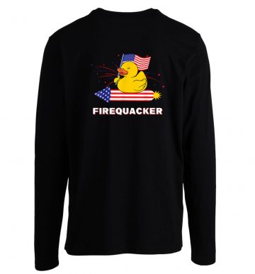 Funny Rubber Duck Usa Patriotic Firequacker 4th Of July Longsleeve