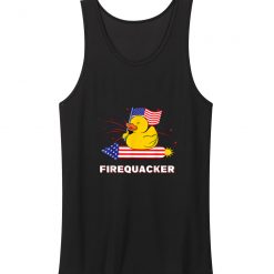 Funny Rubber Duck Usa Patriotic Firequacker 4th Of July Tank Top