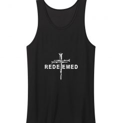 Redeemed Cross Nails Funny Christian American Flag Tank Top