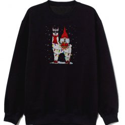 Santa Gnomes Riding Llama Reindeer Christmas Lights Sweatshirt