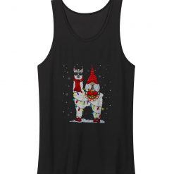 Santa Gnomes Riding Llama Reindeer Christmas Lights Tank Top