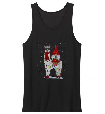 Santa Gnomes Riding Llama Reindeer Christmas Lights Tank Top