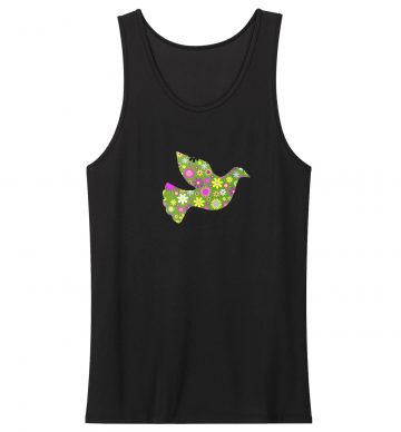 Peace Floral Bird Flower Peace Symbol Tank Top