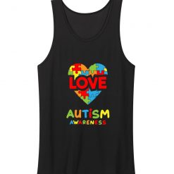 Love Puzzle Heart Autism Awareness Tank Top