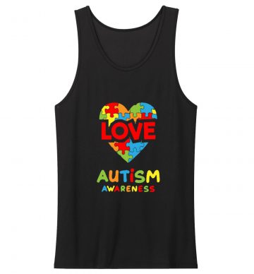 Love Puzzle Heart Autism Awareness Tank Top